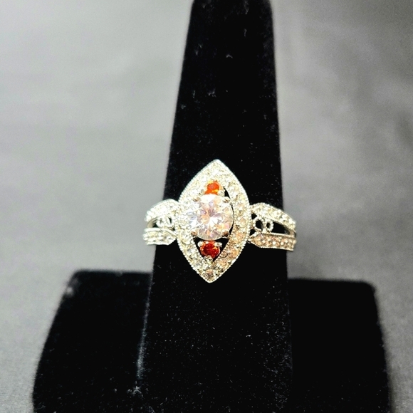 None Jewelry - Faux diamond and citrine ring. Silver plate, size 9.